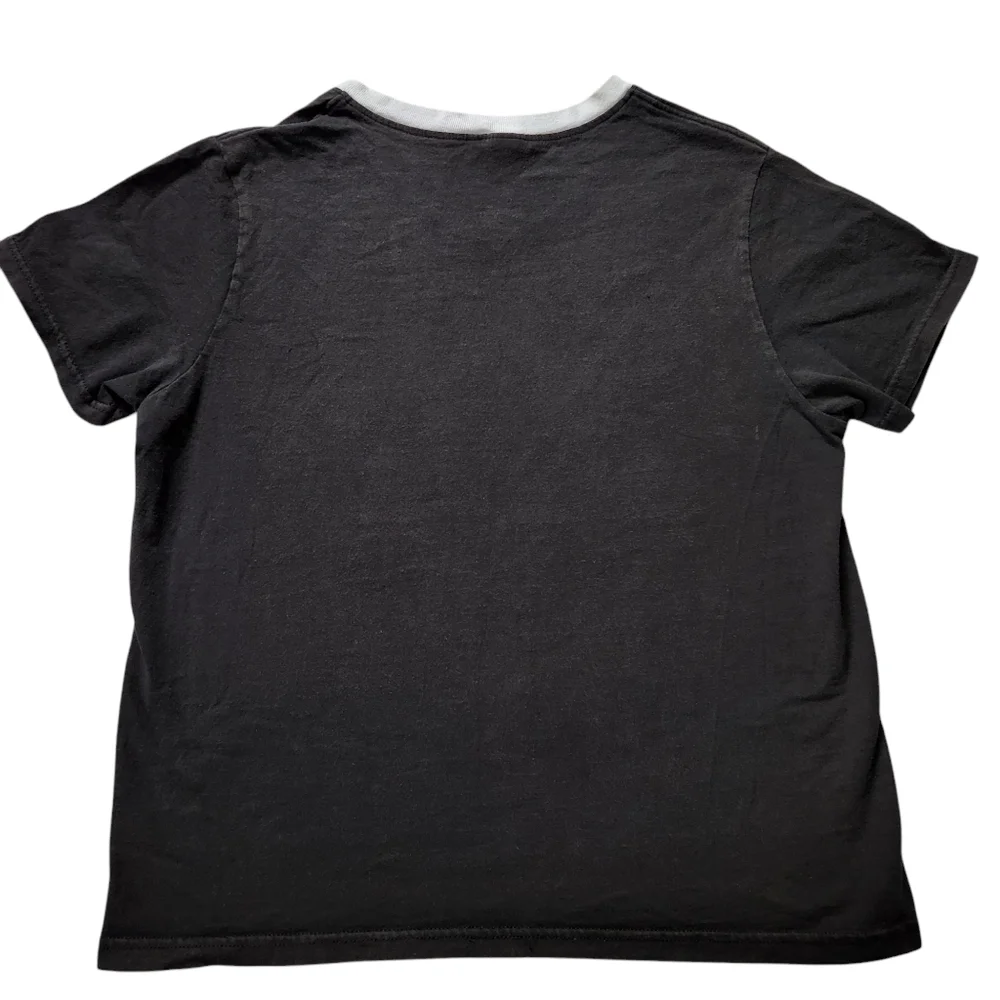 Vintage 90s Nike V Neck T Shirt Black White Sz L